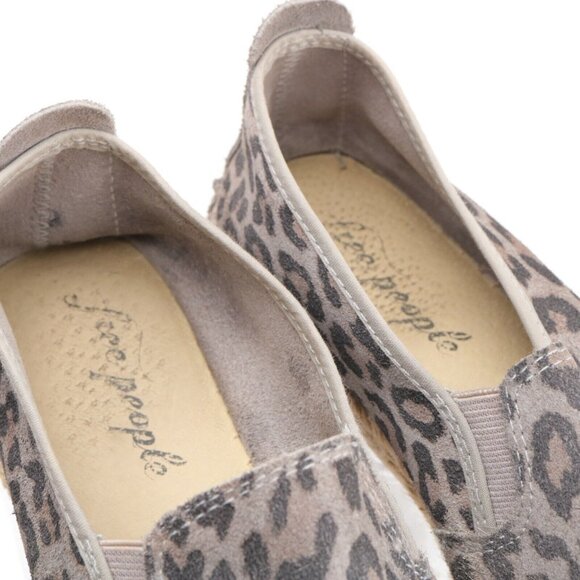 Free People Womens Canyon Slip On Size 7 Gray Suede Leopard Espadrille Flat - Picture 11 of 12